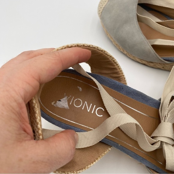 Vionic Maris Ankle Strap Tie Up Suede‎ Crochet Espadrille Wedges Sandals Size 11 - Picture 2 of 9